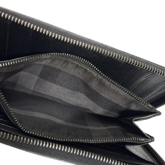 Auth Burberry - Black Leather Long Wallet - Picture 5 of 6